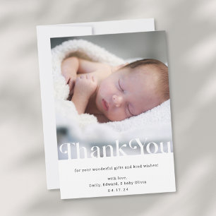 Modern Simple Baby Shower Photo Thank You Card