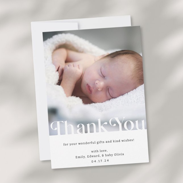 Modern Simple Baby Shower Photo Thank You Card (Creator Uploaded)