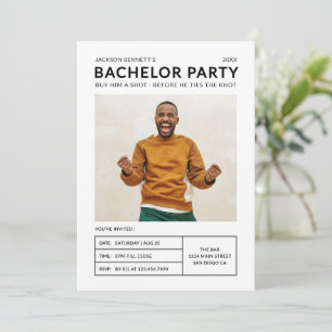 Modern Simple Bachelor Party Photo Invitation
