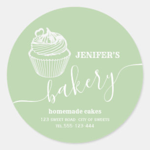 Modern simple bakery Homemade cupcakes and sweets Classic Round Sticker