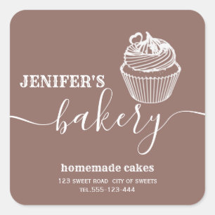 Modern simple  bakery Homemade cupcakes and sweets Square Sticker