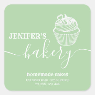 Modern simple bakery Homemade cupcakes and sweets Square Sticker