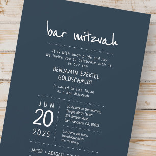 Modern + Simple Bar Mitzvah Invitation