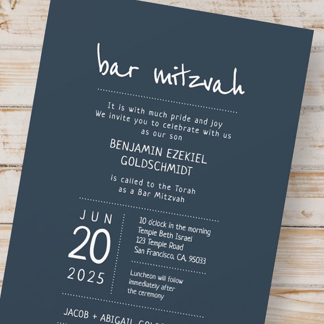 Modern + Simple Bar Mitzvah Invitation (Creator Uploaded)