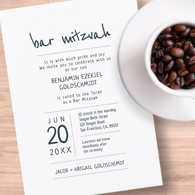 Modern + Simple Bar Mitzvah Invitation (Creator Uploaded)