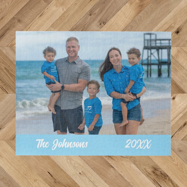Modern Simple Beach Family Photo Jigsaw Puzzle (Creator Uploaded)