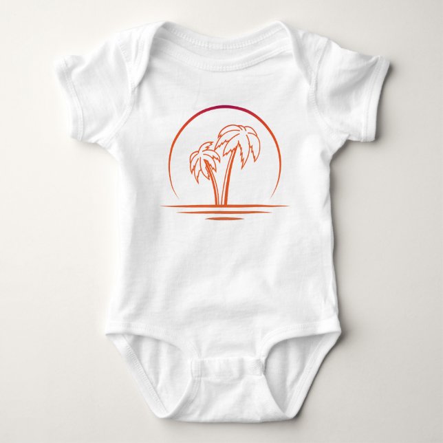 Modern Simple Beach Sunset Baby Bodysuit (Front)