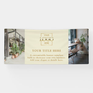 Modern Simple Beige Custom Business Logo & Photo Banner
