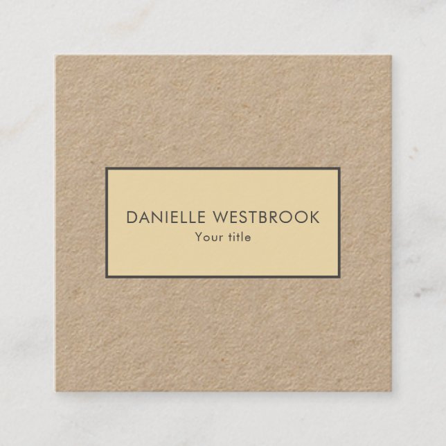 Modern Simple Beige Frame Kraft Square Business Card (Front)
