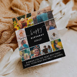 Modern simple birthday black 10 photo collage grid card<br><div class="desc">Modern simple birthday white on black 10 photo collage grid  and modern typography.</div>