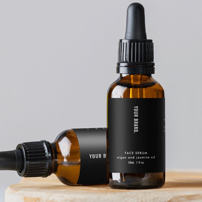 Modern Simple Black 1oz 30ml Cosmetic Bottle Label (Creator Uploaded)