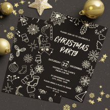 Modern Simple Black and Gold Elegant Xmas Party