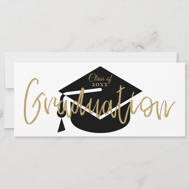 Modern Simple Black And Gold Graduation Party Invitation (Front)