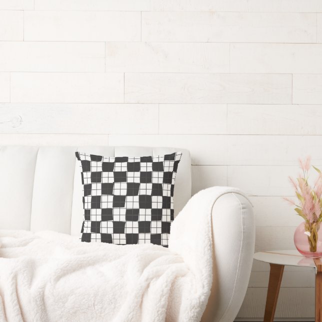 Modern Simple Black and White Check Cushion (Couch)