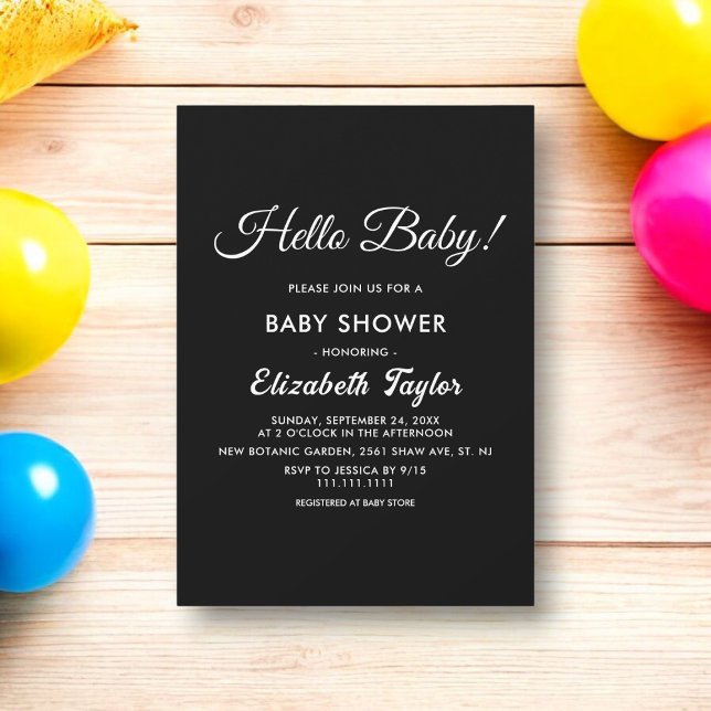 Modern Simple Black And White Elegant Baby Shower Invitation (Creator Uploaded)