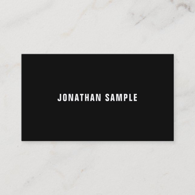 Modern Simple Black And White Elegant Plain Luxury Business Card (Front)