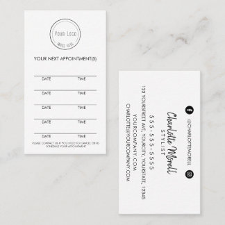 Modern simple black and white minimalist logo appointment card