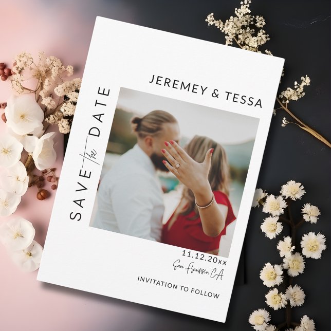 Modern Simple Black and White Photo  Save The Date (Modern Simple Black and White Photo Save The Date
)