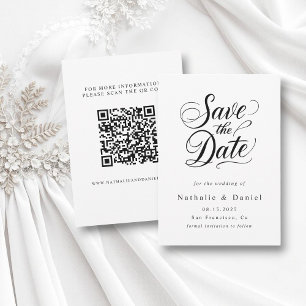 Modern Simple Black and White QR Code Wedding Save The Date