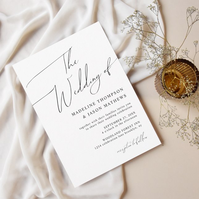 Modern Simple Black and White Script The Wedding Invitation (Creator Uploaded)