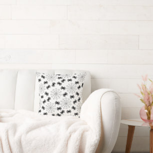 Modern Simple Black and White Spider Halloween Cushion