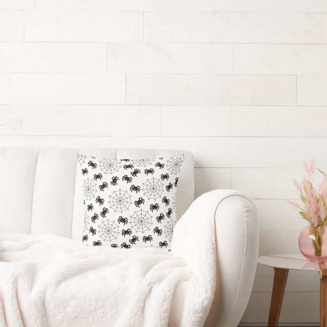 Modern Simple Black and White Spider Halloween Cushion (Couch)