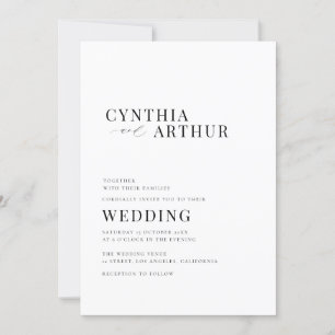 modern simple black and white wedding invitation