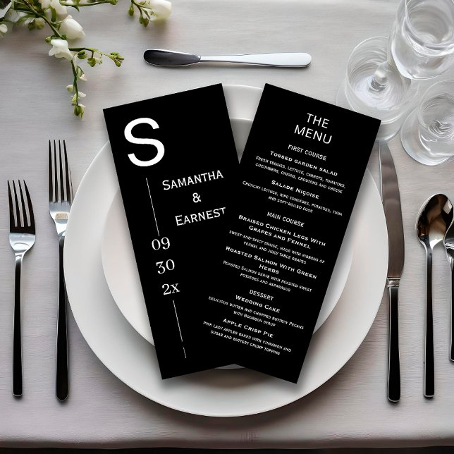 Modern Simple Black and White Wedding Menu (Creator Uploaded)