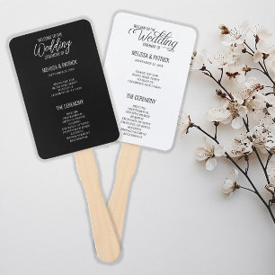 Modern Simple Black and White Wedding Programs Hand Fan