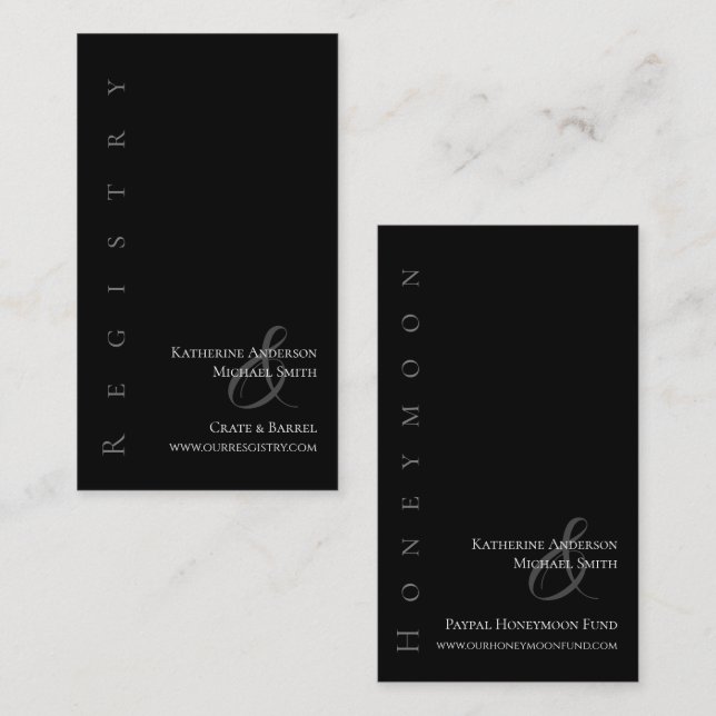 Modern Simple Black and White--Wedding Registry- Business Card (Front/Back)