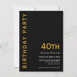 Modern Simple Black and Yellow Birthday Invitation