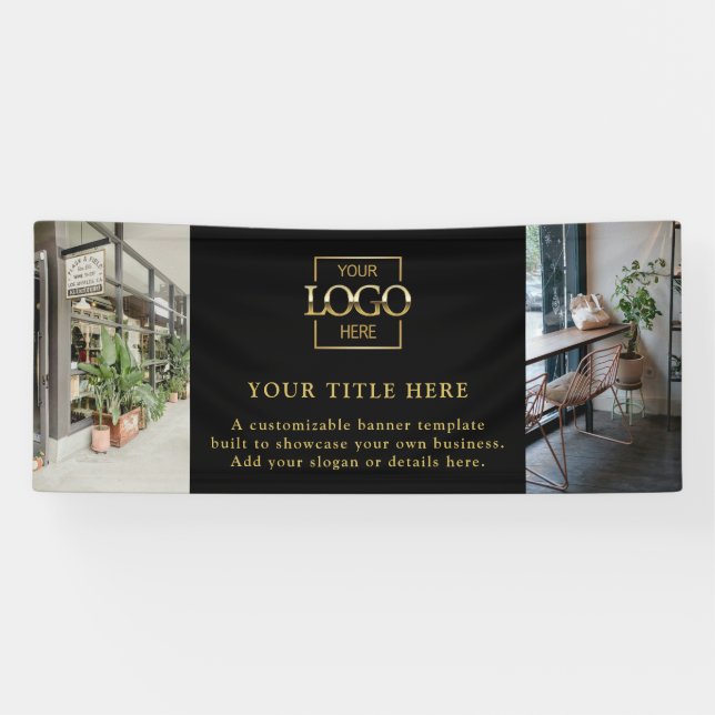 Modern Simple Black Custom Business Logo & Photo Banner (Horizontal)