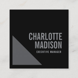 Modern Simple Black Grey Trendy Minimalist Plain  Square Business Card