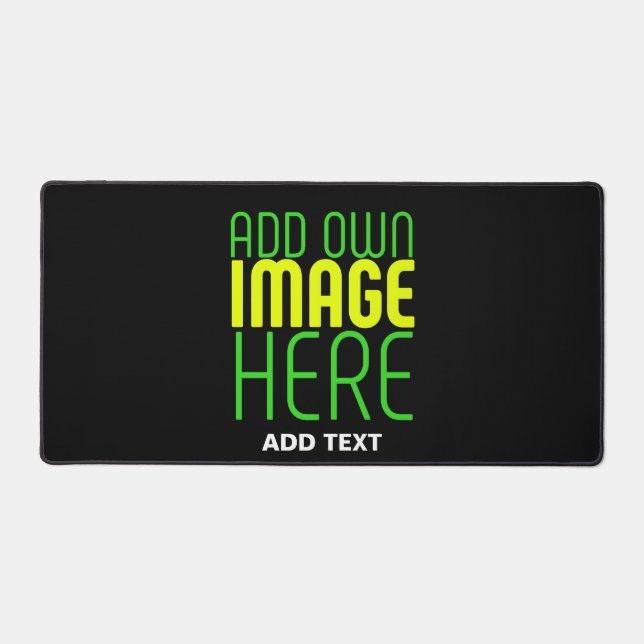 MODERN SIMPLE BLACK IMAGE TEXT TEMPLATE HORIZONTAL DESK MAT (Front)
