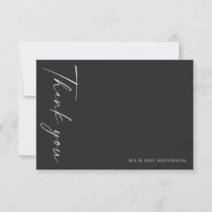Modern Simple Black Ivory Wedding Thank You Card