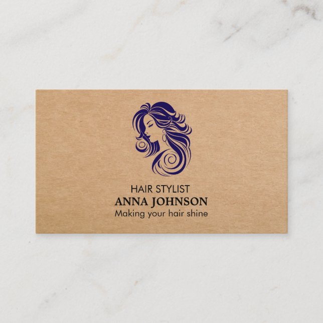 Modern Simple Black Kraft Hairstylist Business Card (Front)