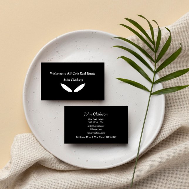 Modern Simple Black Minimalist Business Card (Creator Uploaded)