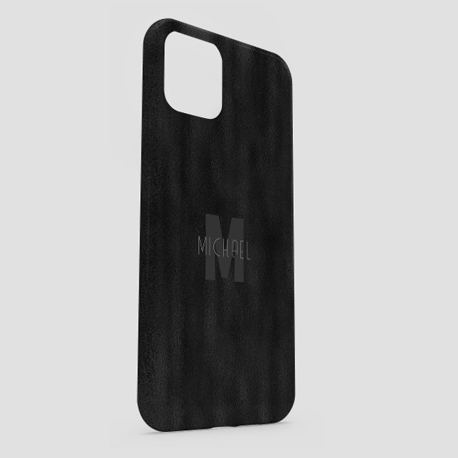 Modern Simple Black Minimalist Textured Monogramed Case-Mate iPhone Case (Creator Uploaded)