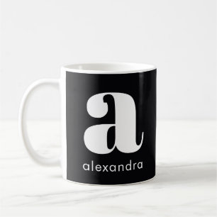 Modern Simple Black Monogram Initial Letter Name Coffee Mug