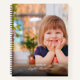 Modern Simple Black Photo Script Monogram Notebook