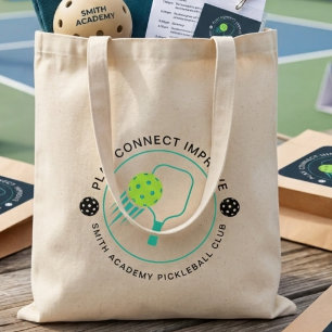 Modern Simple Black Pickleball Sports Club Tote Bag