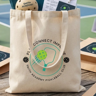 Modern Simple Black Pickleball Sports Club Tote Bag