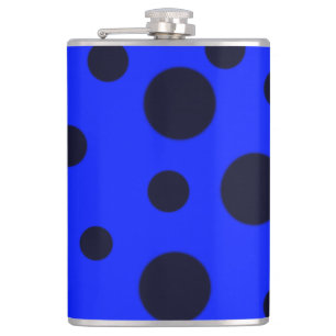 Modern Simple Black polka dot on Blue pattern Hip Flask