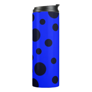 Modern Simple Black polka dot on Blue pattern Thermal Tumbler