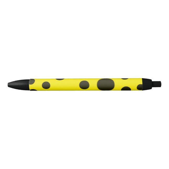 Modern Simple Black polka dot yellow pattern Ink Pen (Front)