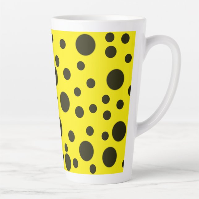 Modern Simple Black polka dot yellow pattern Latte Mug (Right)
