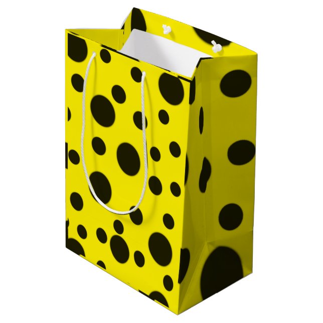 Modern Simple Black polka dot yellow pattern Medium Gift Bag (Back Angled)
