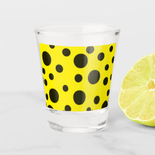 Modern Simple Black polka dot yellow pattern Shot Glass