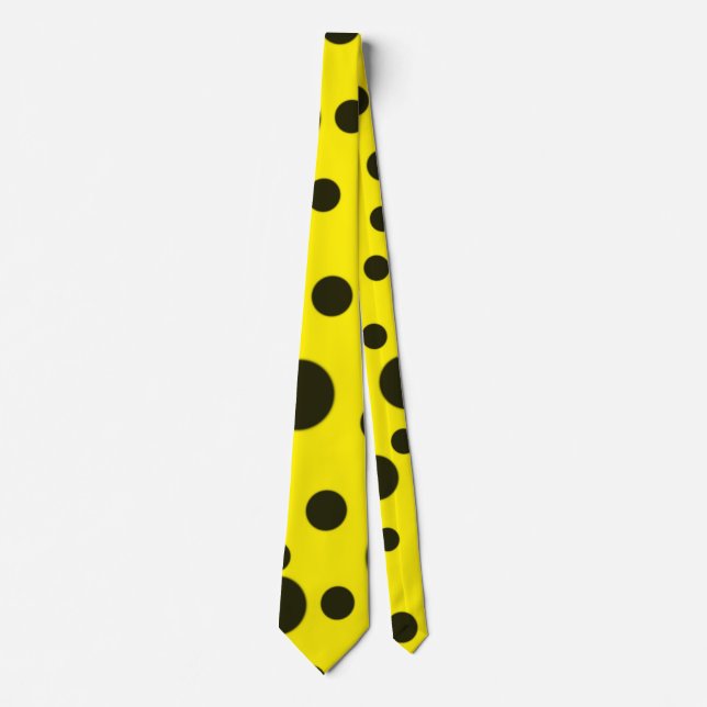 Modern Simple Black polka dot yellow pattern Tie (Front)