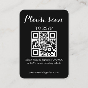 Modern Simple Black QR Code & RSVP Wedding Enclosure Card
